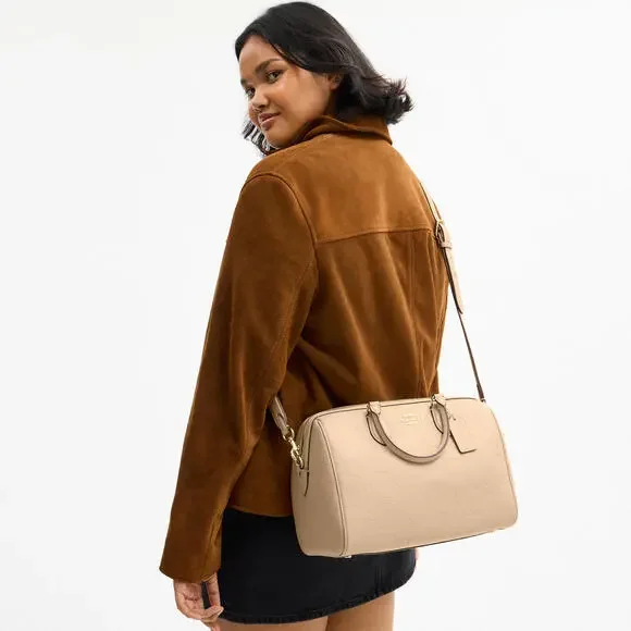 Rowan Large Satchel Bag In Signature Leather (Oat) - Picture 2 of 12